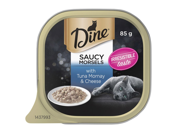 Dine Saucy Morsels With Tuna Mornay & Cheese Wet Cat Food Tray 85g