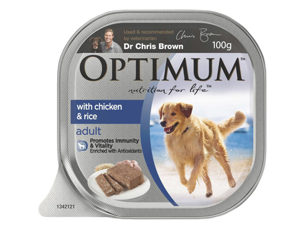 Optimum Adult With Chicken & Rice Wet Dog Food 100g