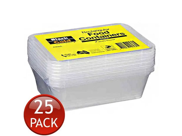 Black & Gold Container Rectangular 750ml 25-Pack