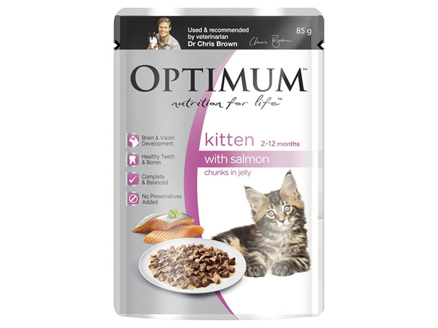 Optimum Kitten Wet Cat Food Salmon Chunks In Jelly 85g